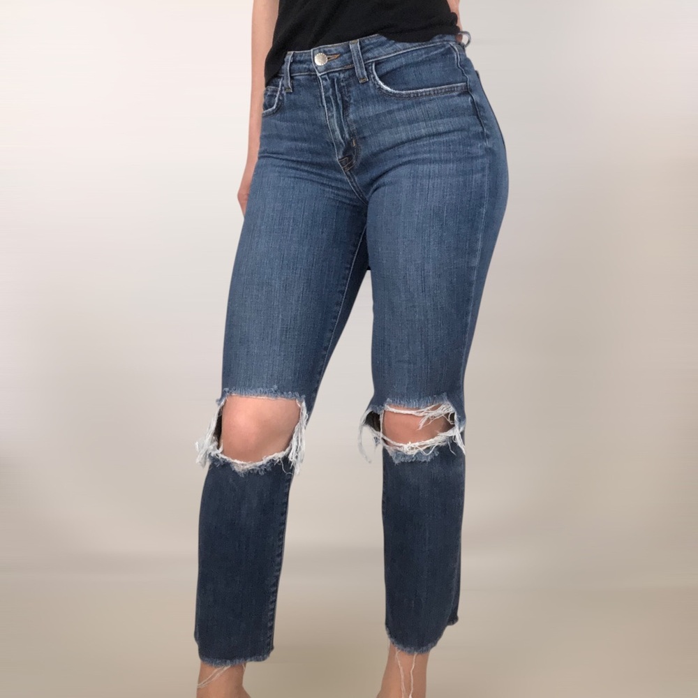 L’AGENCE Audrina Straight‎ High Rise Classic Vintage Worn Destruct Size 25 - Picture 2 of 7